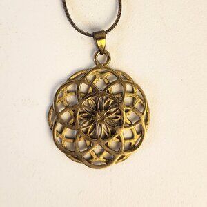 Brass Seed of Life Pendant Necklace Boho Festival Spiritual
